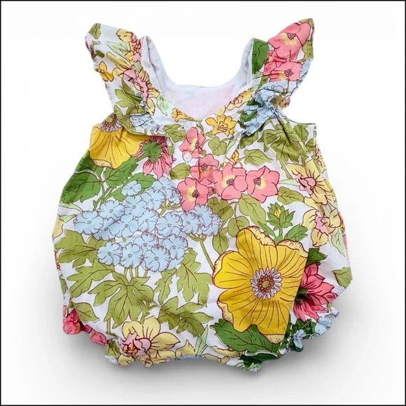 Janie & Jack Mimosa Baby Floral Ruffle Romper 0-3M Easter Bubble Forever Sun '23 - Picture 3 of 9